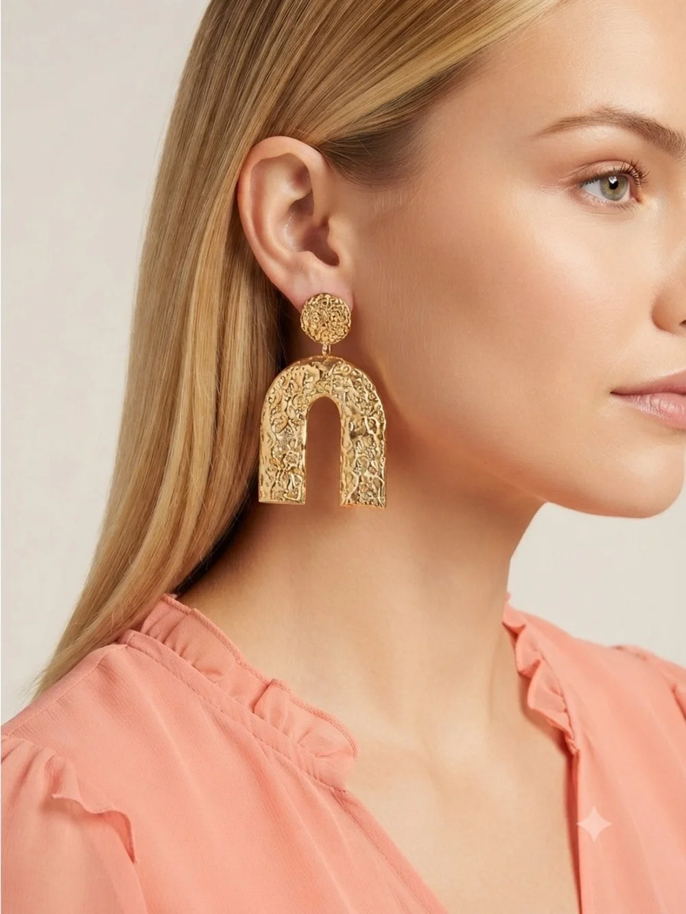 Gold Arch Geometric Drop Earrings